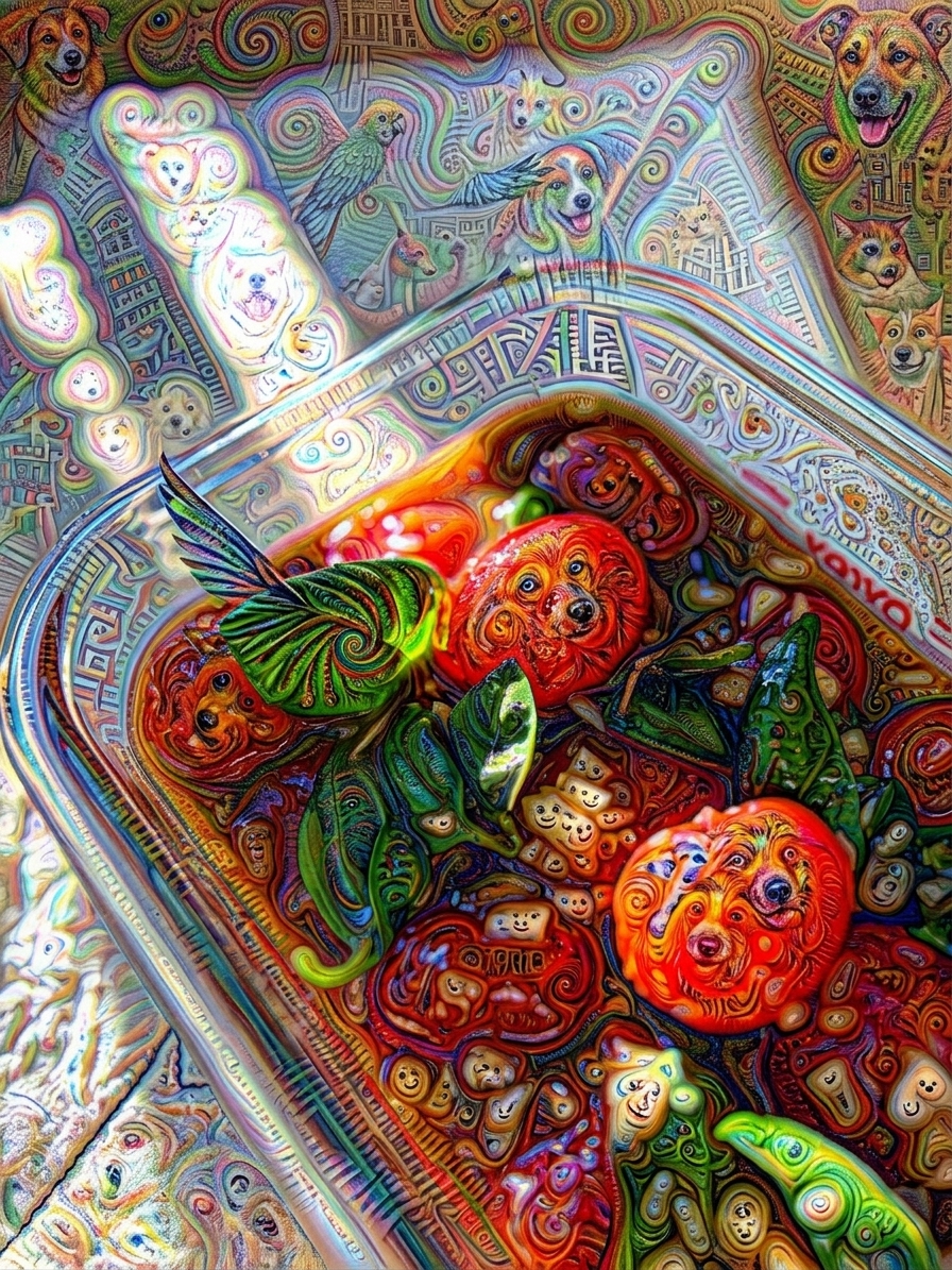 The finished disclaim marinade in a glass dish, moments before the illusions parted.